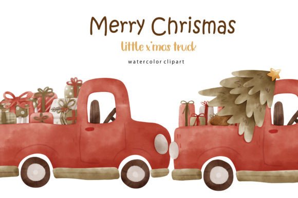 Boho Christmas Trucks: Festive Illustrations for Brands