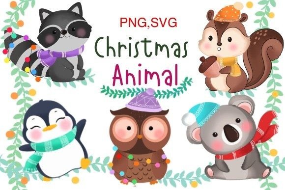 Christmas Animal Cartoon: Festive Illustrations