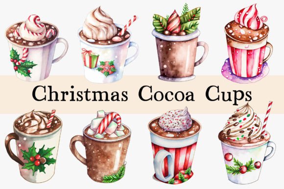 Christmas Cocoa Mugs: Festive Illustrations for Branding