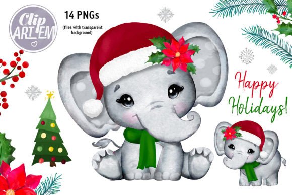 Christmas Elephant Girl Illustrations Review