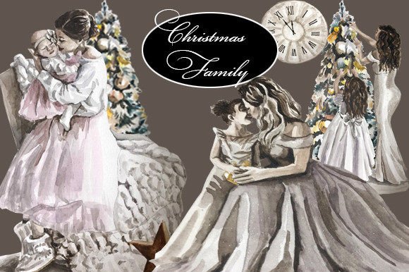 Christmas Family Clip Art: Festive Illustrations