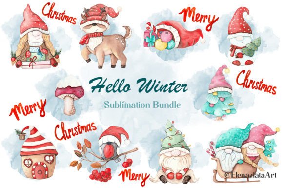 Christmas Gnomes Winter Sublimation: Festive Illustrations