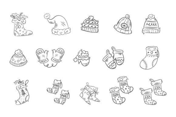 Christmas Hand Drawn Gloves and Sock Illustrations Review