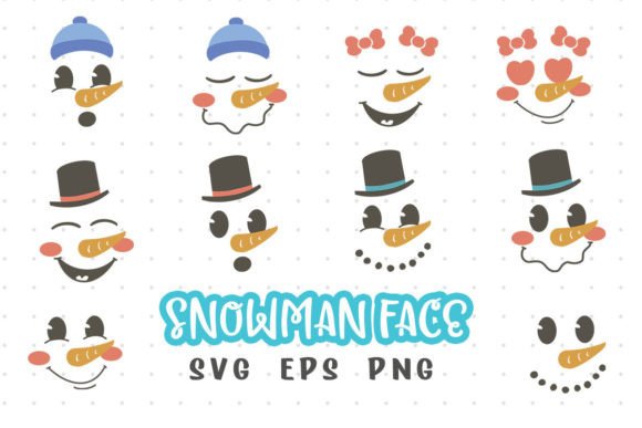 Christmas Snowman Face SVG: Festive Illustrations