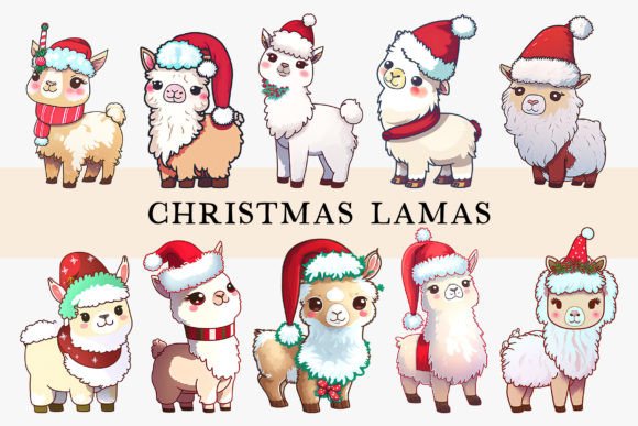 Cute Christmas Lamas: Festive Illustrations for Blogs