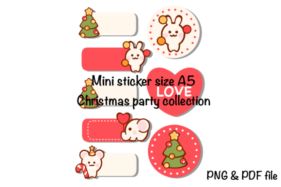 Mini Sticker Christmas Party Illustrations