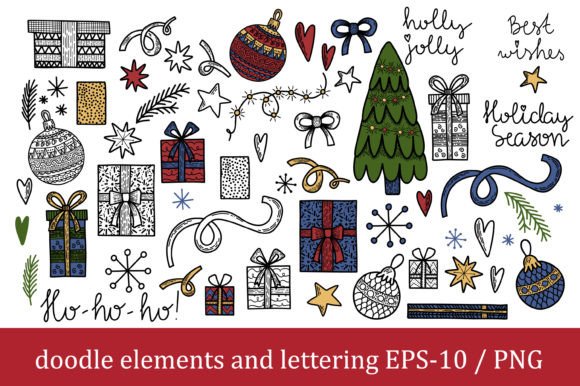 New Year Christmas Set of Elements: Illustrations Review