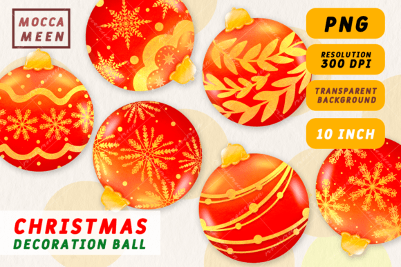 Red Christmas Ball Ornaments Collection: Illustrations