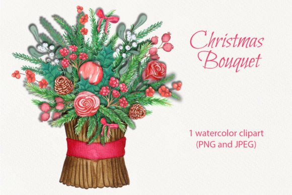 Reviewing Christmas Bouquet Watercolor Clipart for Stitching