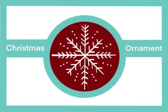 Round Red Christmas Ornament Snowflake: Festive Illustrations
