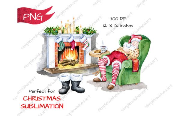 Santa Claus Napping: Cozy Christmas Illustrations